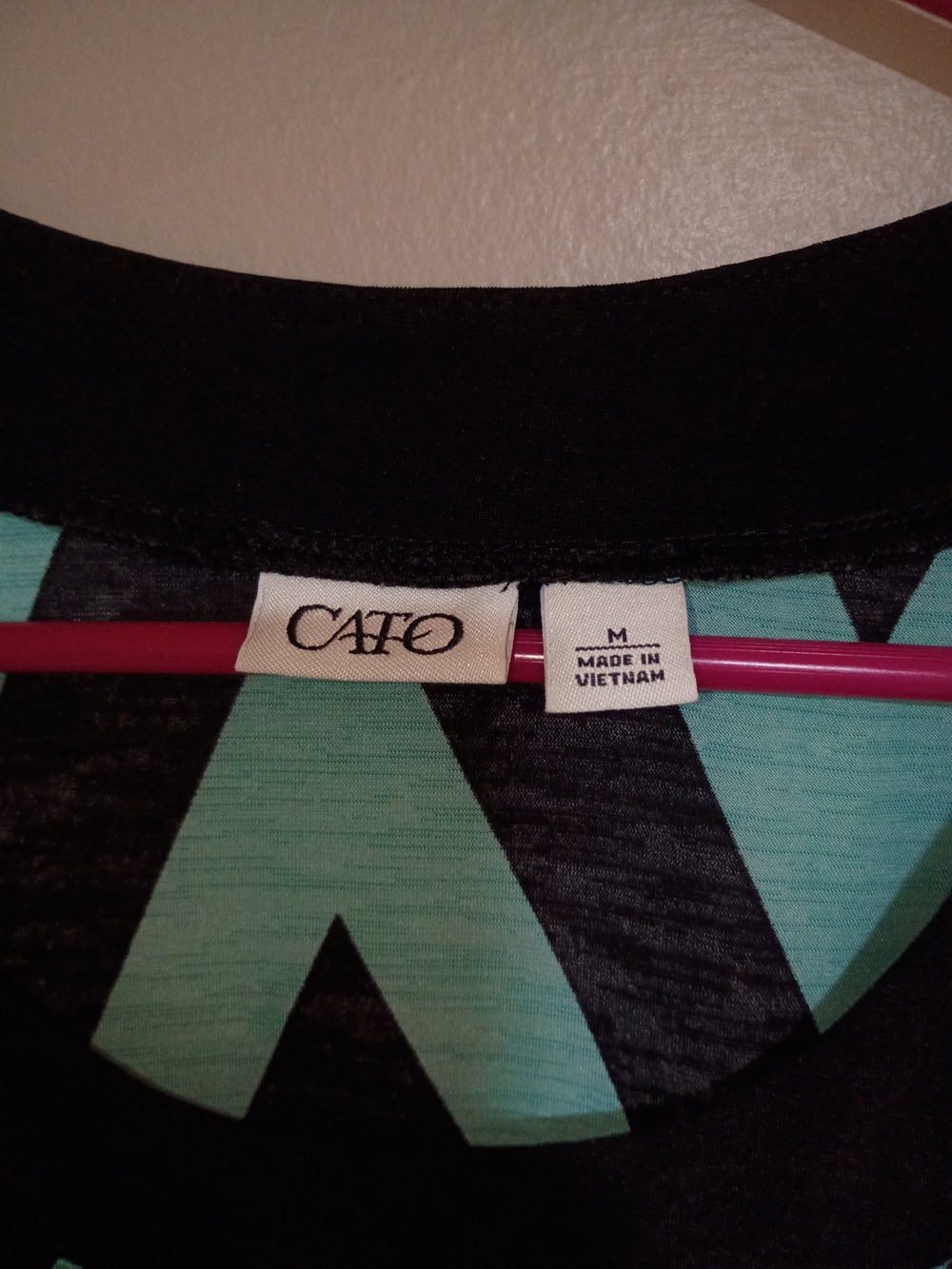 Cato Black Tee with Mint Aztec Print Medium